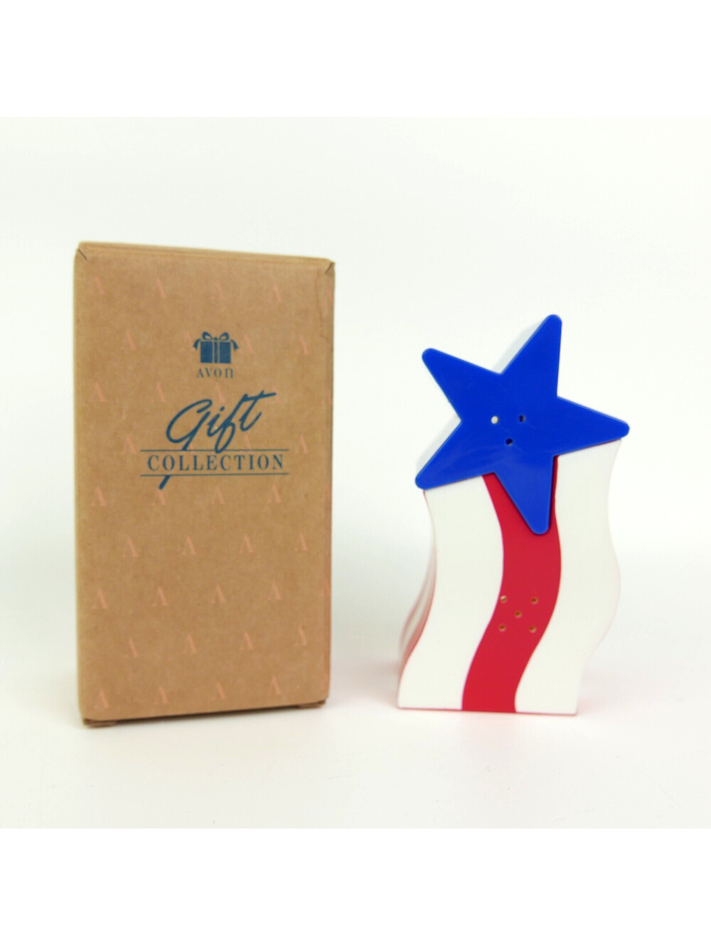 Vintage Avon Star Spangled Salt Pepper Shakers Set Patriotic American Flag w Box